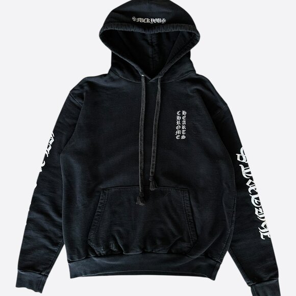 Chrome Hearts Black & White Script Logo Hoodie - Picture 1 of 7
